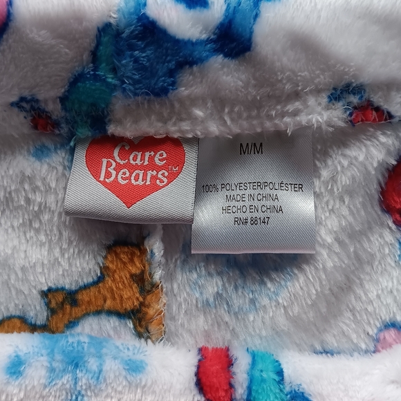 NEW Care Bears Christmas Fleece Pajama Pants Drawstring White Pink Blue Medium - Picture 2 of 12